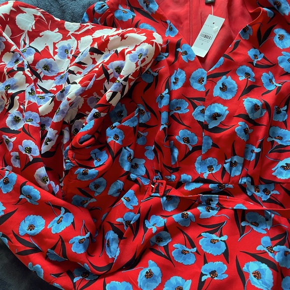 Ann Taylor Dresses & Skirts - Ann Taylor Red Maxi Dress with Blue Floral Print